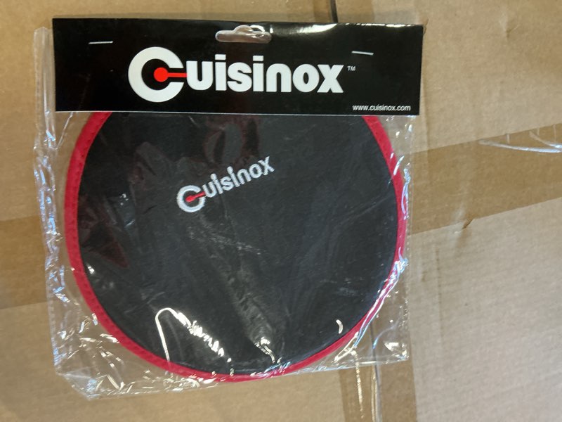 Condition photo showing New/Like New for Cuisinox Round Quilted Kitchen Potholder  Black and Red  8