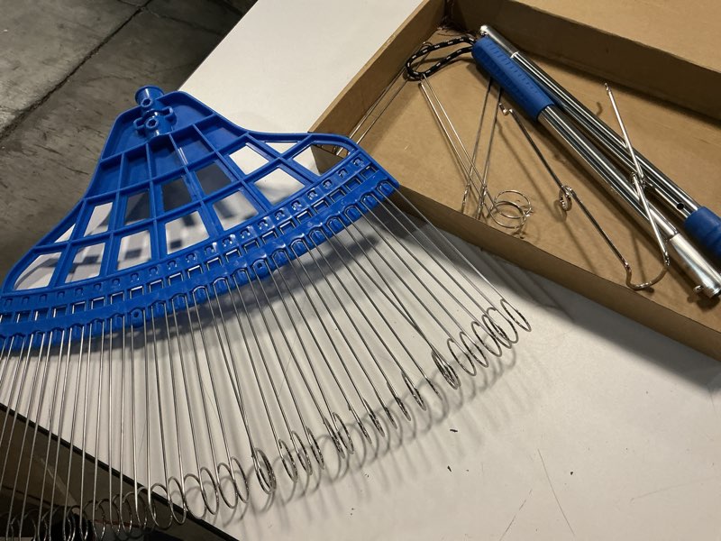Condition photo showing Good Condition for zozen acorn picker upper, designed for lawn acorn cleaning, 21-loop steel tines, fast collector tool with flexible spring head & adjustable long handle for yard & garden