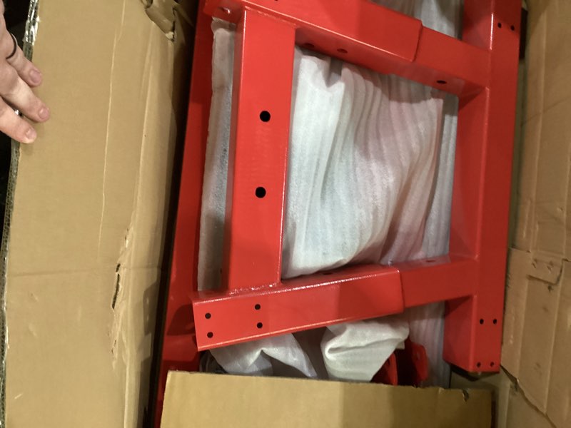 Condition photo showing Good Condition for 2-ton folding engine hoist with leveler, 4400 lbs capacity hydraulic shop crane with 6 casters, portable foldable cherry picker for garage, workshop, warehouse, heavy-duty, red with leveler red