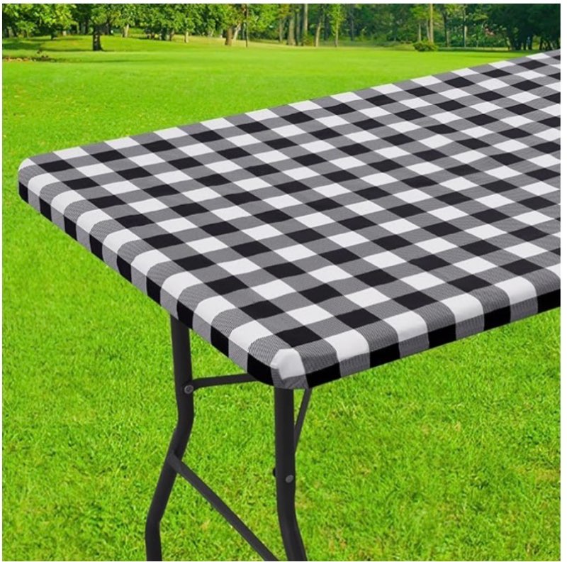 smiry rectangle picnic table cloth, elastic waterproof fitted vinyl tablecloths, flannel backed buff