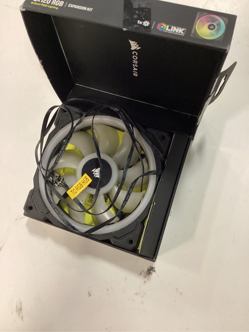 Condition photo showing As Is for corsair icue link qx120 rgb 120mm magnetic dome rgb single fan - black single (120mm) black