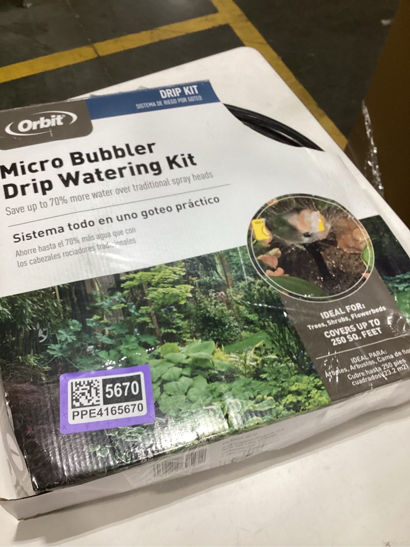 Condition photo showing As Is for orbit drip irrigation micro-spray kit