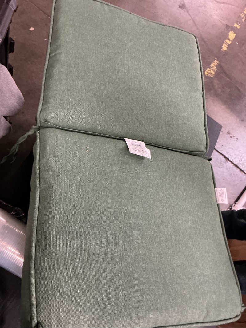 Condition photo showing Good Condition for 19 in x 20 in cushion guard rectangular outdoor mid back dining chair cushion in endive