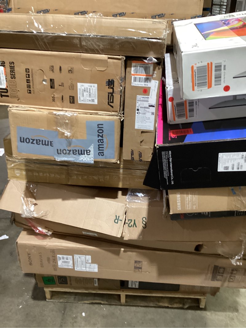 Condition photo showing As Is for pallet lot  of *broken and incomplete *monitors and televisions