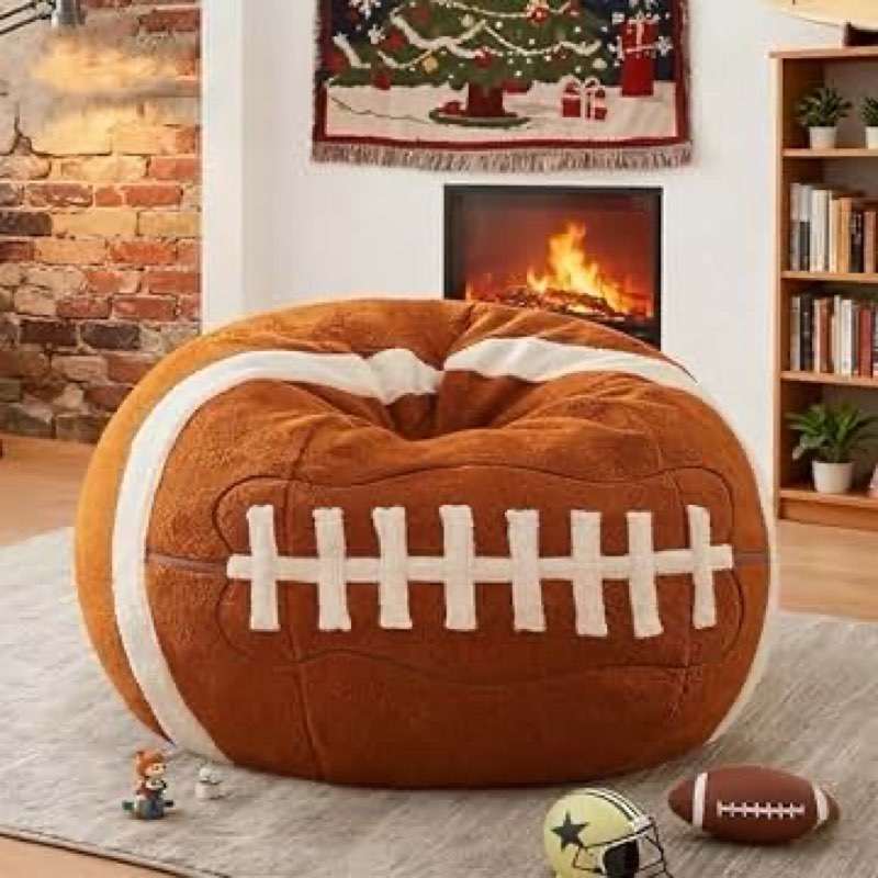 Sports Football Bean Bag Chair – Giant Bean Bag Chairs for Adults and Kids – Filled Plush Lounge Sof