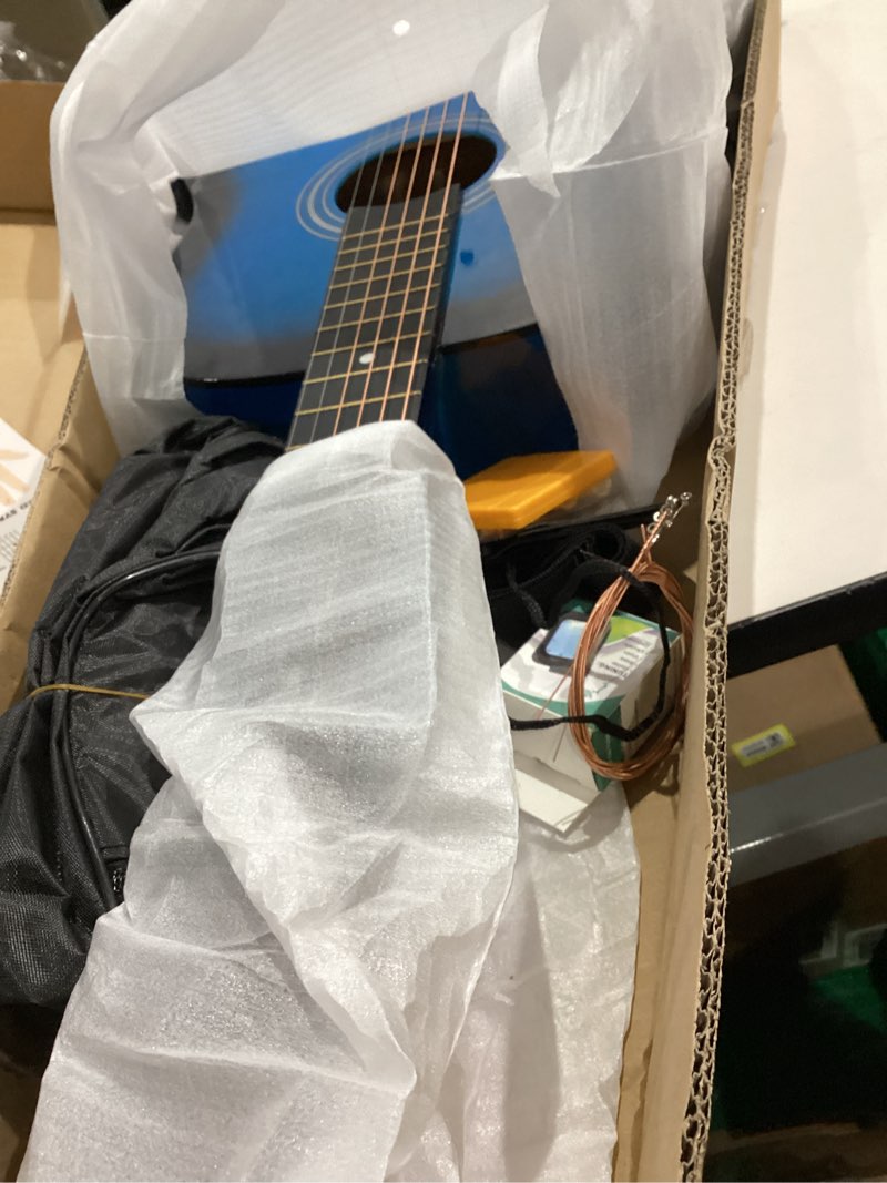 Condition photo showing As Is for Ashthorpe 38-inch Beginner Acoustic Guitar Package (Blue), Basic Starter Kit w/Gig Bag, Strings, Strap, Tuner, Pitch Pipe, Picks 38 Inch Blue