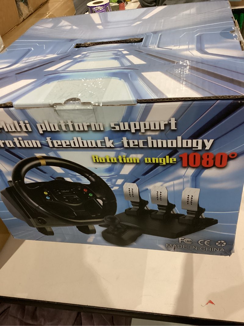 Condition photo showing New/Like New for DOYO Gaming Steering Wheel with Pedals and Shifter, 1080° Racing Wheel with Paddle Shifters, Vibration Feedback, Steering Wheel for PC, PS4, Xbox One, Xbox Series X|S, PS3 and Switch