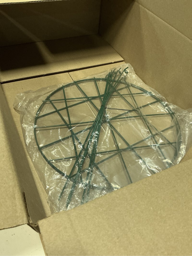 Condition photo showing Good Condition for 2 pcs flower support rings, peony cage plant support stake,grow through grid plant brace, hoops with 3 pcs legs for heavy blossoms (2 pcs 18'')