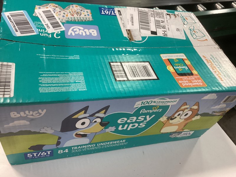 Condition photo showing New/Like New for pampers training pants - easy ups boys & girls bluey - size 5t-6t, 84 count, children's potty underwear (packaging may vary) 5t-6t 84