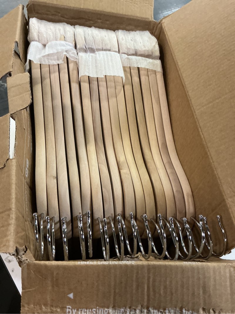 Condition photo showing Good Condition for StorageWorks Clothes Hanger 30 Pack, Wooden Coat Hangers for Shirts, Jackets, Pants, Suits, Sweaters, Lotus Wood Lotus Wood 0.5"T (30 pack)