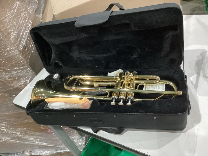 Condition photo showing Good Condition for eastar etr-390 standard b flat trumpet for beginners intermediate, advanced upgraded trumpet instrument with hard case, cleaning kit, 7c mouthpiece, gloves, golden