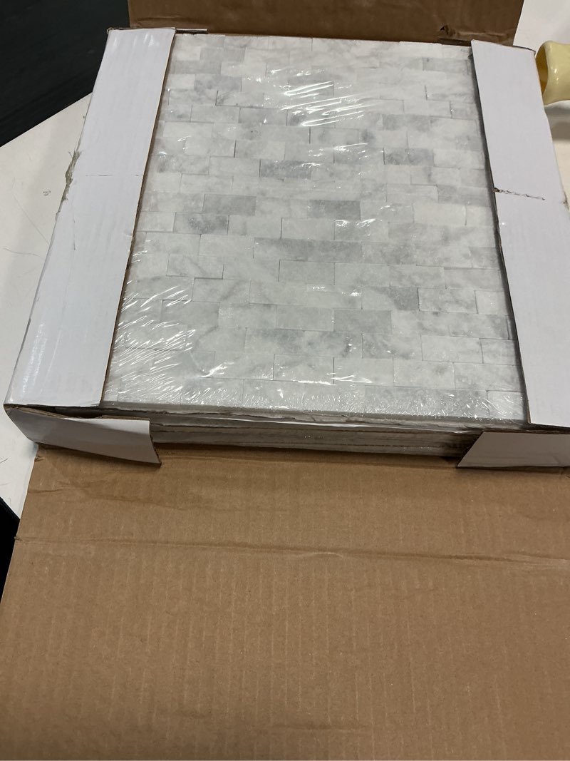 Condition photo showing New/Like New for SUNWINGS Peel and Stick Mosaic Natural 3D Stone Self Adhesive Tiles, 12\" x 11\" 5-Sheet Stick on Backsplash for Kitchen Bathroom Fireplace Vanity, Mixed Gray