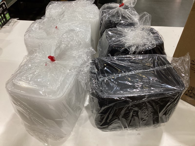 Condition photo showing Good Condition for 150 pack (300 piece) 38 oz meal prep containers reusable bpa free leakproof stackable food storage containers with lids microwave & dishwasher freezer safe to go bento box style take out clear plastic 38.0 fluid_ounces