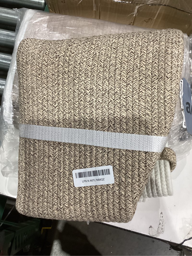 Condition photo showing Good Condition for Large Woven Laundry Basket Hamper,60L Cotton Rope Storage Bin for Blankets,Toys and Clothes,Decorative Tall Nursery Hamper for Living Room,Baby Nursery,Bathroom and Bedroom,Brown Brown 60L