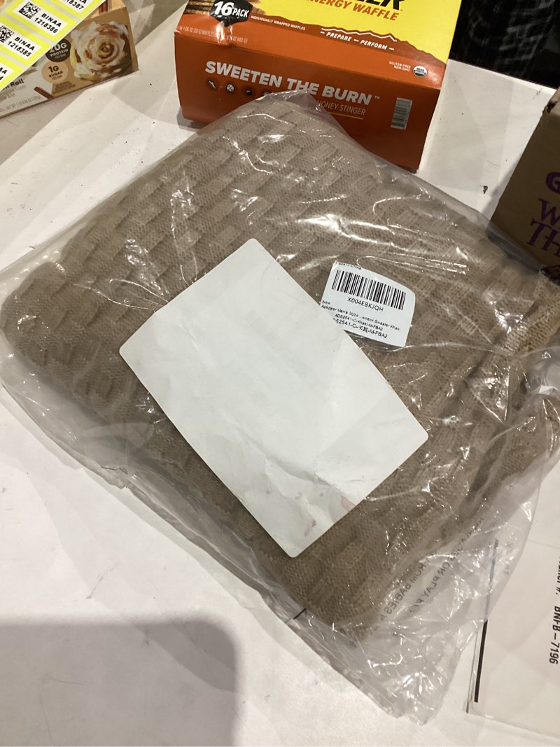 Condition photo showing New/Like New for Askdeer Men's Quarter Zip Pullover Sweater Cable Knit Mock Neck Polo Sweater Classic Casual Sweater with Ribbing Edge 01 Soft&Warm Medium A02 Khaki