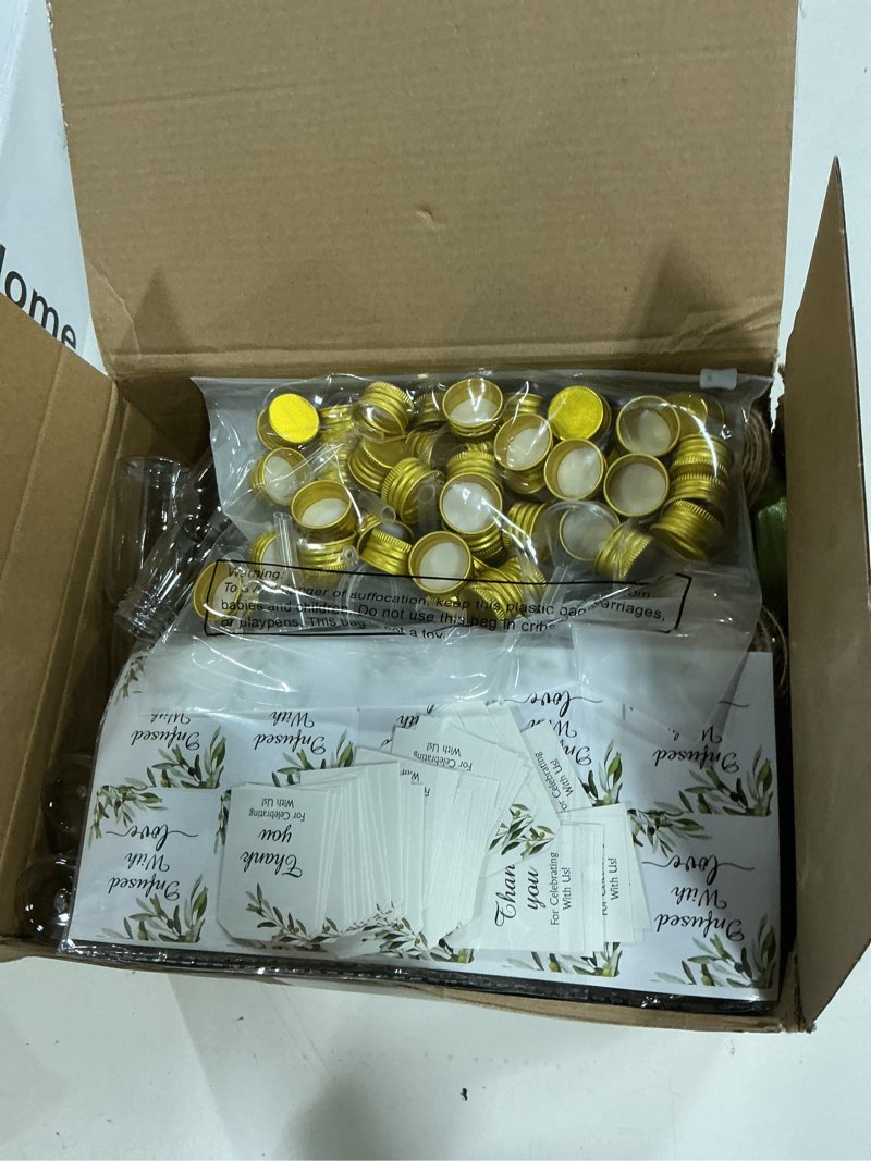 Condition photo showing New/Like New for suclain 50 set mini olive oil bottles 2 oz small homemade olive oil plastic bottles with caps funnels and tags reusable containers for wedding baby shower favors