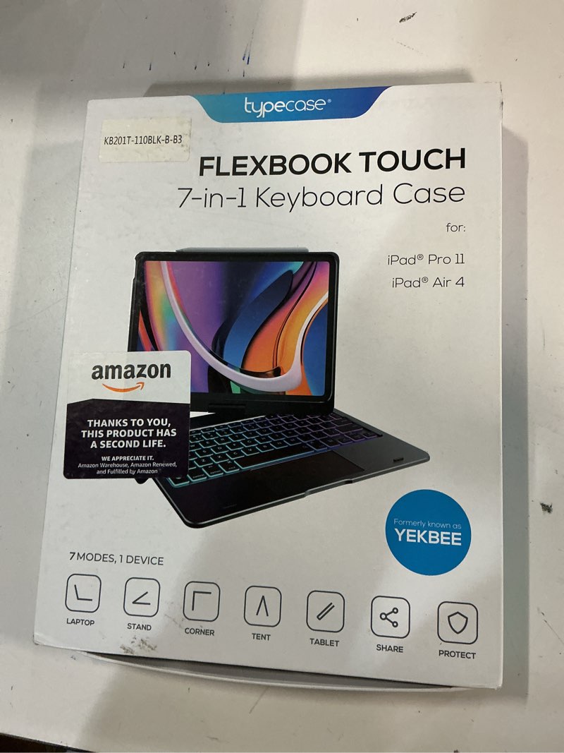 Condition photo showing New/Like New for typecase Touch Keyboard Case for iPad Air 11-inch(M3/M2, 2025/2024) & iPad Pro 11(4th/3rd/2nd/1st Gen), Multi-Touch Trackpad, 11-Color Backlight, 360°Rotatable for iPad Air 5/4th Gen, Black Black iPad Air 11 M3/M2/iPad Pro 11 (2018-2022)/ Air 5/4