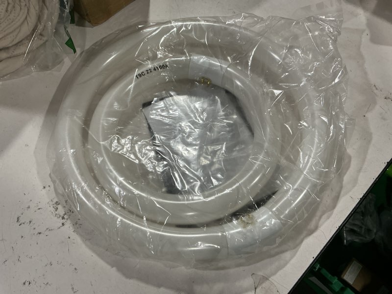 Condition photo showing As Is for fc8t9/cw 22w and fc12t9/cw 32w cool white set, 8 inch t9 22 watts circular light bulbs, 12 inch 32 watts circline fluorescent bulb round ring bulb cri 80, g10q prong t9 22+32w 4000k