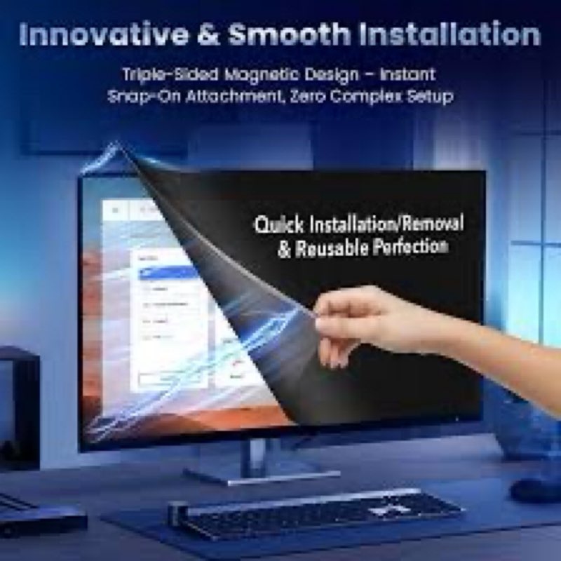 PJOVORY Magnetic 27 Inch Monitor Privacy Screen Filter for Frameless Computer 16:9 Aspect Ratio, Rev