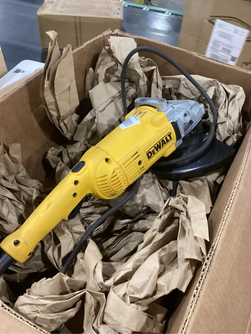 Condition photo showing As Is for DEWALT Angle Grinder, 9-Inch, 6,500 RPM, 4.0-HP (DWE4519), Yellow