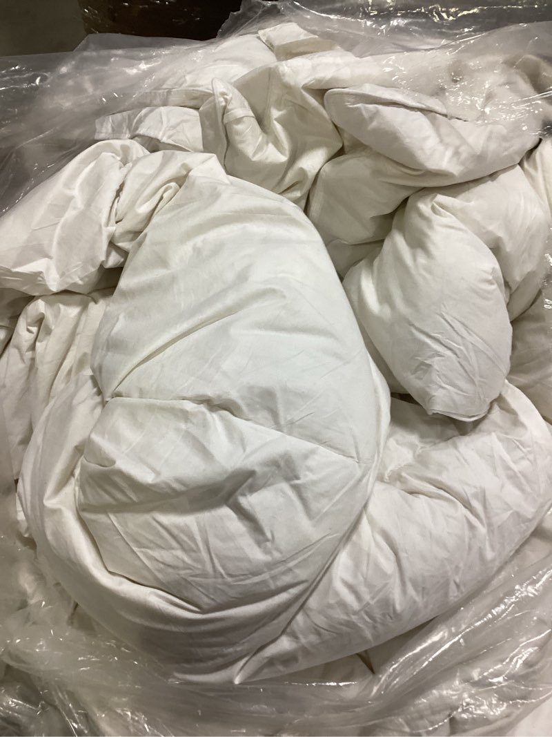 Condition photo showing As Is for Feather Down Fiber Comforter King Size,Hotel Style Bedding Comforter,1200TC,100% Organic Cotton Fabric,All Season White Duvet Insert with 8 Corner Tabs King(106x90inches) Solid White