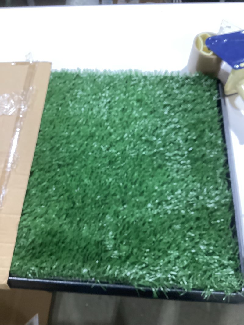 Condition photo showing Good Condition for Artificial Grass Puppy Pee Pad for Dogs and Small Pets - 20x25 Inch, Reusable 3-Layer Turf Pads for Dogs with Tray - Indoor and Outdoor Fake Grass Potty Pet Supplies by PETMAKER Medium 3-Layer System