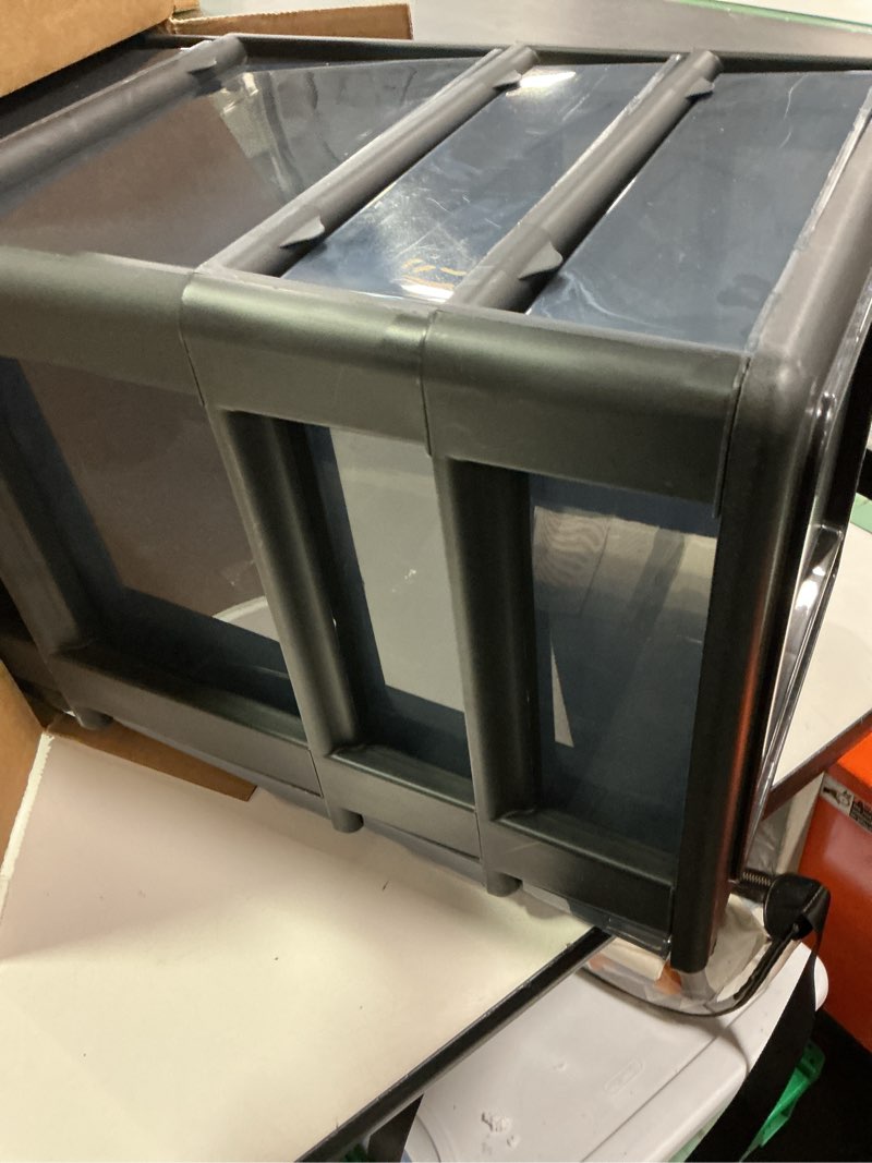 Condition photo showing Good Condition for HOMZ Drawer Tower, 4-Tier Clear Plastic Storage Organizer Cart, Black Frame - Rolling Drawer Containers with Wheels for Bathroom, Bedroom, Office, and Classroom Organization All Black 1 Pack