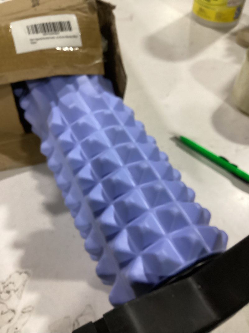 Condition photo showing As Is for new upgrade bracket foam roller with stand for back leg pain, 21 inch firm deep tissue muscle massager for sore muscles (blue)