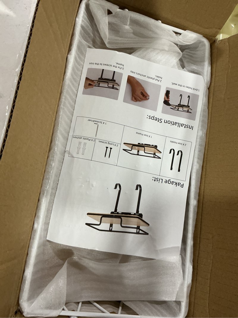 Condition photo showing Good Condition for ironing board hanger with removable hooks, ironing board holder wall mounted for t/y leg, space saving iron holder for laundry room storage and organization, black