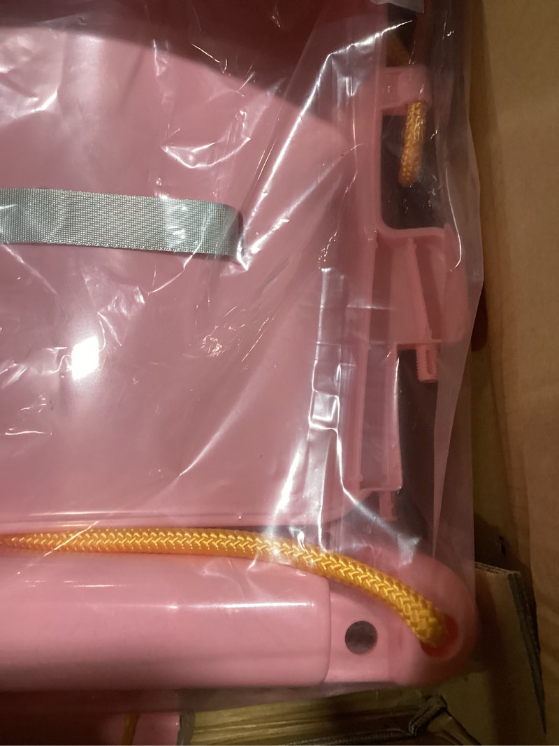 Condition photo showing Good Condition for funlio toddler swing with foldable metal stand for toddlers aged 1~10 years, 3-in-1 baby swing set with 4 sandbags for backyard/indoor/outdoor play, easy to assemble & store, pink