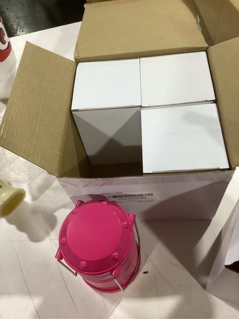 Condition photo showing New/Like New for Lichamp LED Camping Lantern, 4 Pack Battery Powered Flashlight for Power Outages, Portable Collapsible Hanging Light Essential for Home, Outdoor, Emergency Lamp Survival Kit Gear for Hurricane, C1 Pink, Light Pink, Yellow, Green