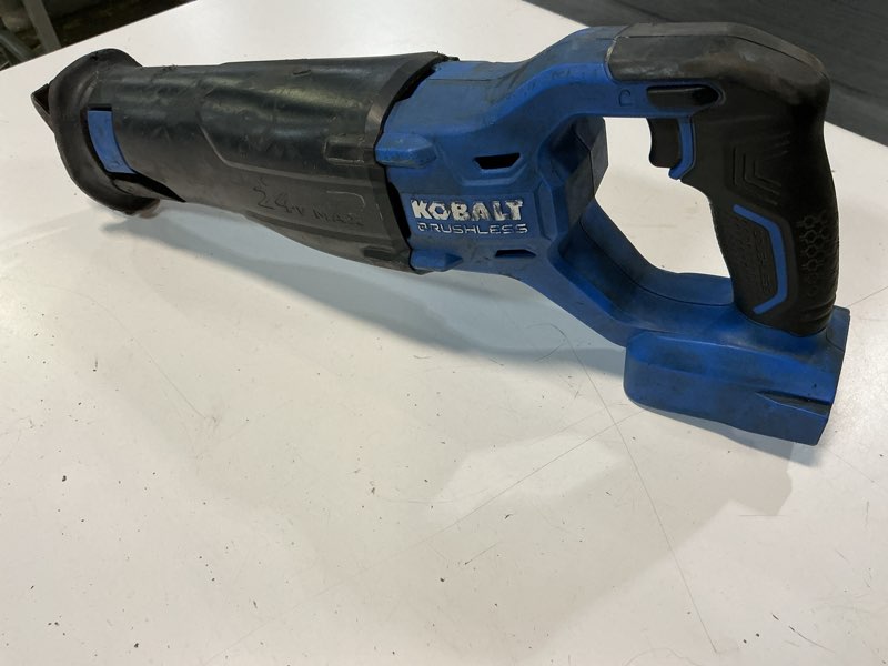 Condition photo showing As Is for kobalt 24v brushless cordless reciprocating saw (battery not included)