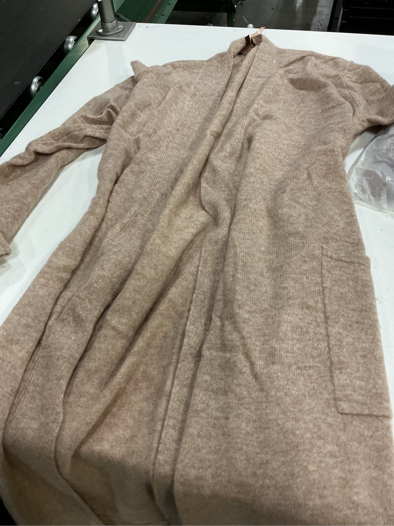Condition photo showing Good Condition for nwt quince women's 100% mongolian cashmere robe oatmeal brown tan xs