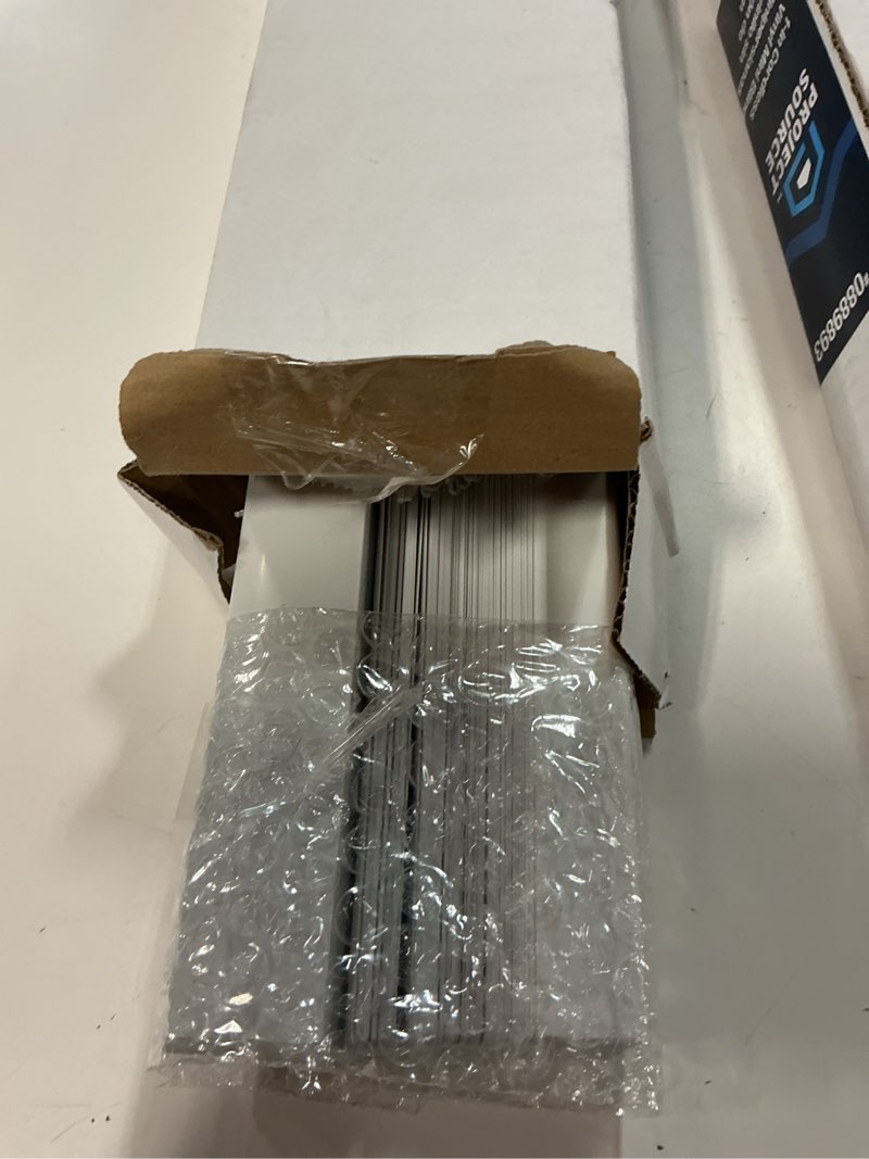 Condition photo showing As Is for project source room darkening 1-in slat width 34-in x 64-in cordless white vinyl room darkening mini-blinds