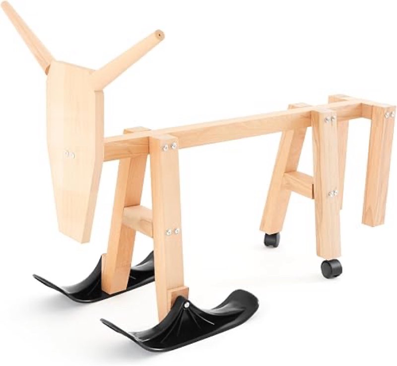 Leinuosen Roping Dummy Wooden Roping Steer Head with Cattle Wood Frame and Sled Legs Rodeo Set for Adults Junior Roper Practice