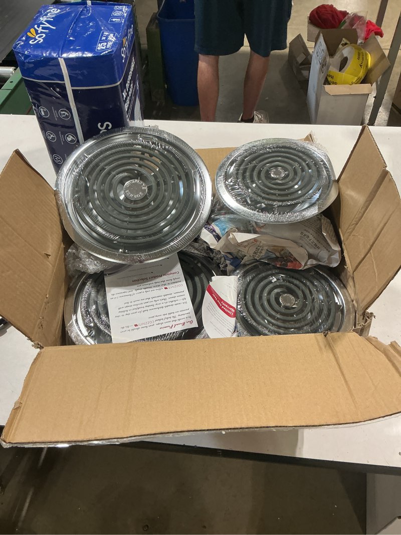 Condition photo showing Good Condition for ge drip pans and stove burner element unit set, perfectly fit wb30m1 & wb30m2 -replacement for ge hotpoint stove top burner element&drip pans