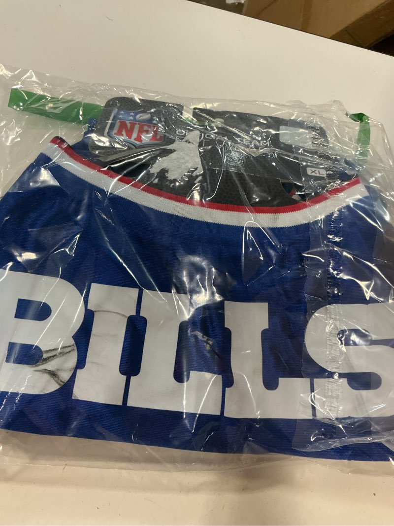 Condition photo showing As Is for pets first buffalo bills dog jersey, x-large, buffalo bills colors, poly-mesh and satin, pull on, nfl jerseys, unisex, breathable, for all breed sizes buffalo bills x-large