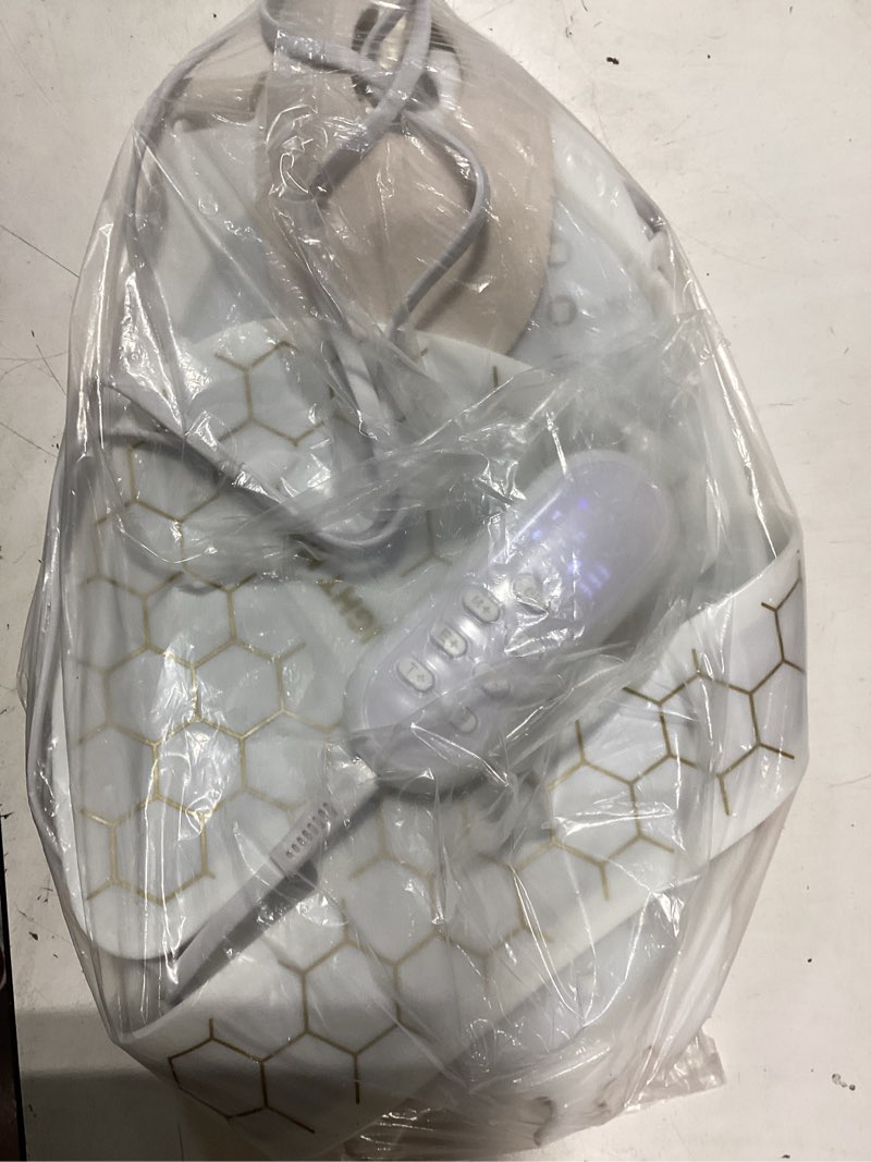 Condition photo showing As Is for yahi red light photon facial & neck mask with remote control, 7 custom modes with infrared, portable & rechargeable with timer for home use, 175 high-density light beads, white
