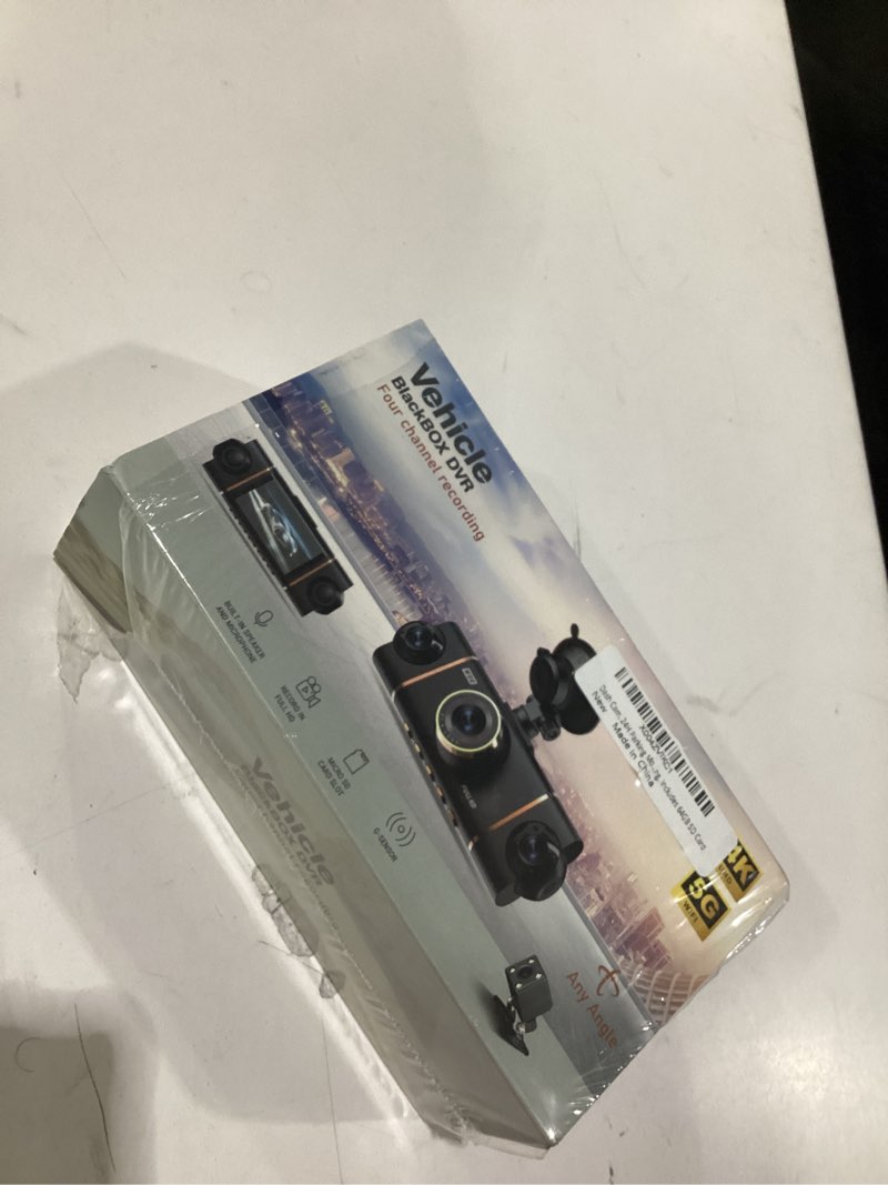 Condition photo showing New/Like New for 4 channel 360° dash cam front rear inside & left right,4k+1080p*3 fhd car camera,5ghz wifi & app control,8 ir lamps night vision,24h parking mode,g-sensor,loop recording,includes 64gb sd card?black?