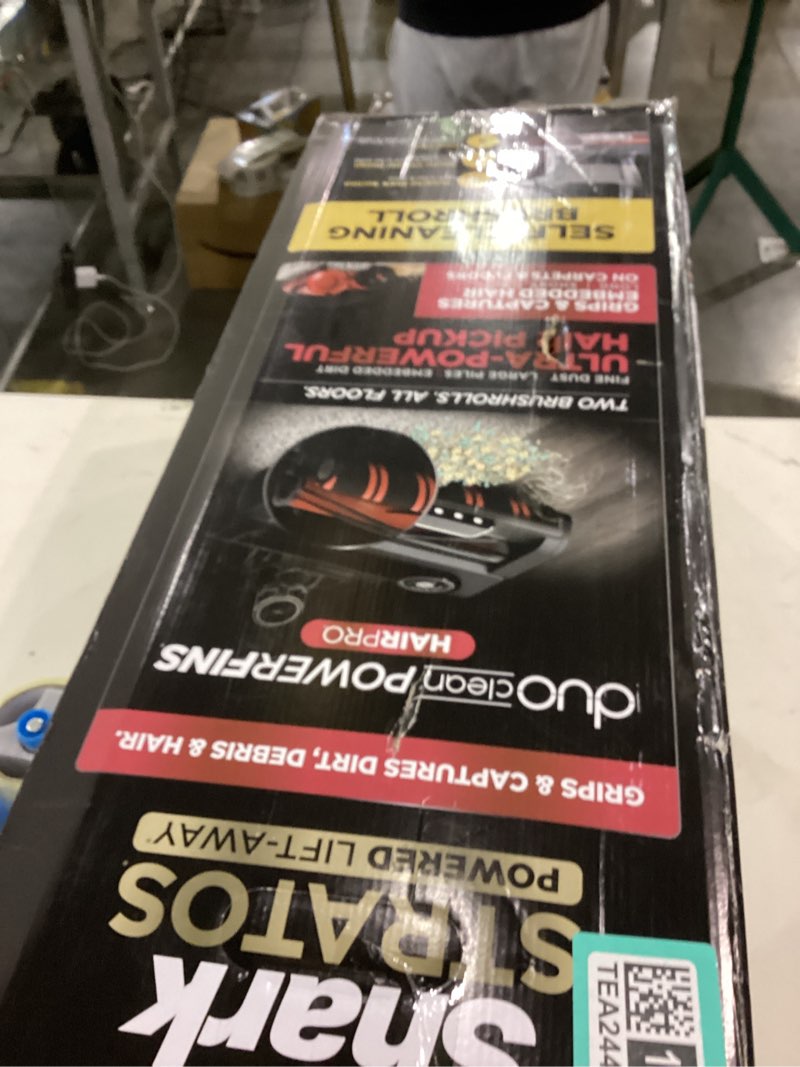 Condition photo showing As Is for Shark Upright Vacuum, Stratos with DuoClean PowerFins, HairPro, Powered Lift-Away, Self-Cleaning Brushroll, & Odor Neutralizer Technology, Navy, AZ3002 DuoClean w/ Odor Neutralizer