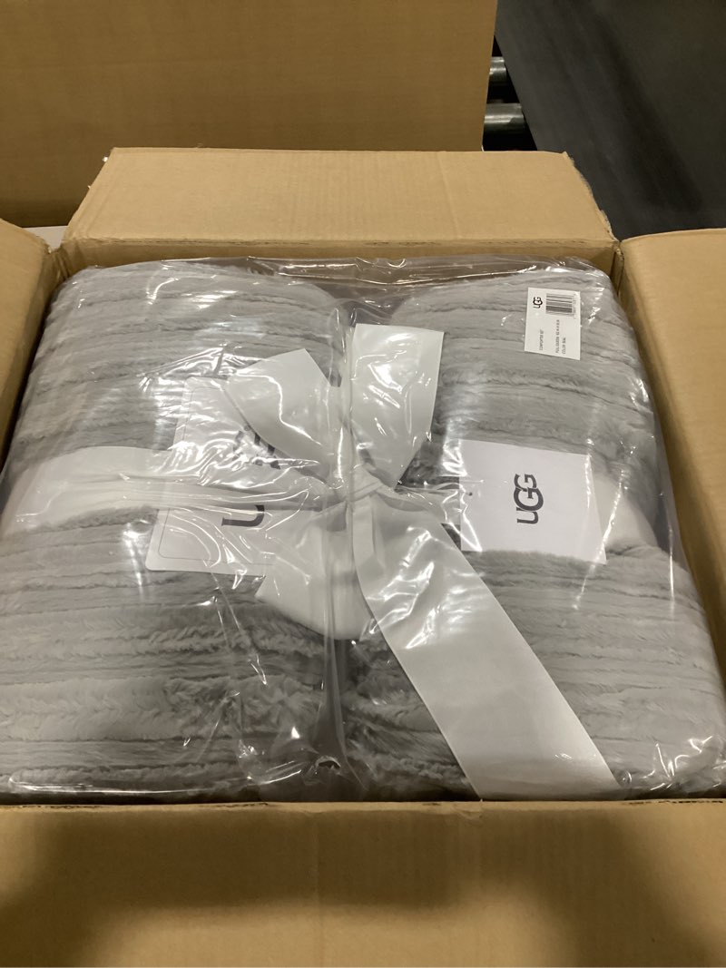Condition photo showing Good Condition for UGG Full/Queen Comforter Set with 2 Pillow Shams Plush Faux Fur Bedding Soft Warm Down Alternative Comforter Washable Hypoallergenic Fluffy Blanket Set for Bedroom, Full/Queen, Seal Grey (Kenzie) Grey Full/Queen