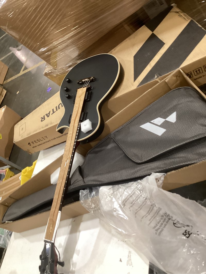 Condition photo showing Good Condition for fesley 39" lp electric guitar kit: full size solid body electric guitars for beginners with humbucker pickups, poplar body, mahogany neck,22 frets,6 string guitar with gig bag,cable,flp350,matte,black