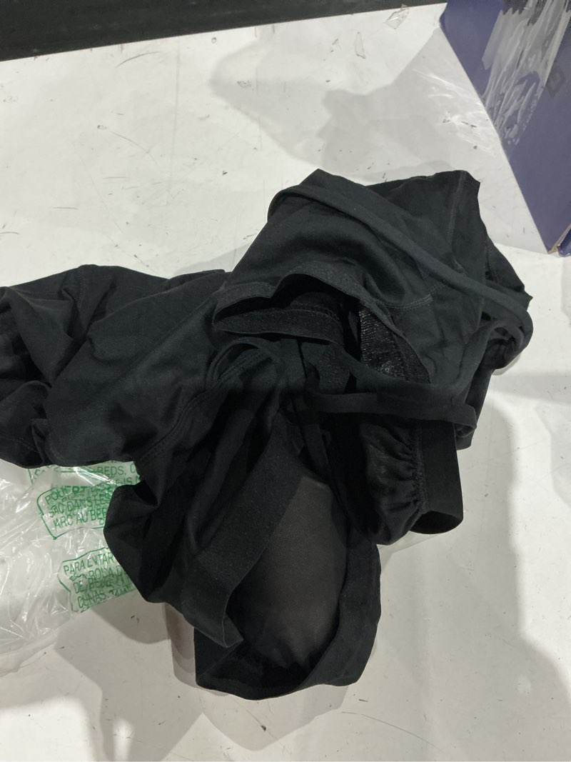 Condition photo showing As Is for maacie maternity tennis dress with shorts and built in bra scoop neck sleeveless a-line workout golf dress with pockets x-large black