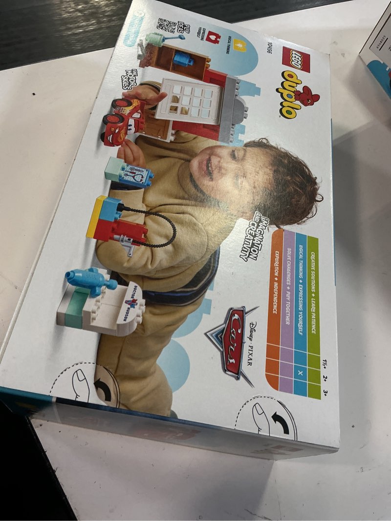 Condition photo showing New/Like New for lego duplo disney and pixar cars mcqueen’s visit to doc’s garage - lightning mcqueen cars toy for toddlers, preschool boys and girls 2+ - gift for birthdays - 10456