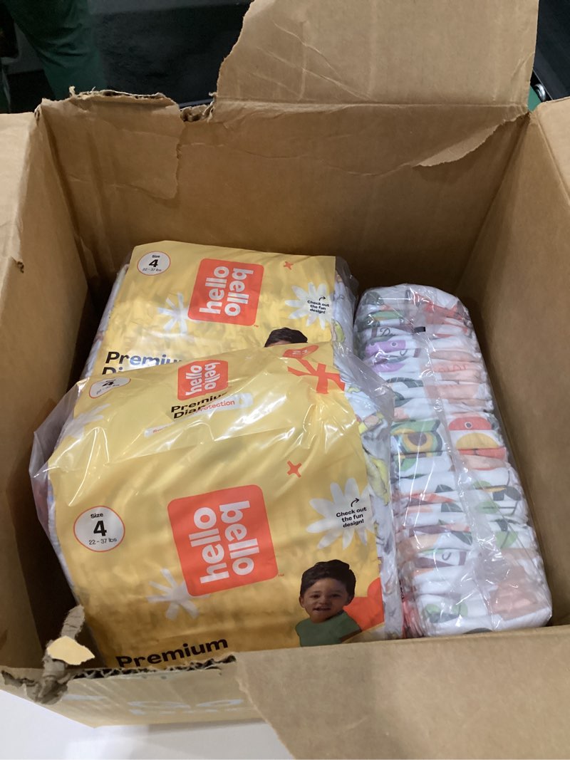 Condition photo showing Good Condition for Hello Bello Premium Diapers, Size 4 (22-37 lbs) Surprise Pack for Girls - 84 Count, Hypoallergenic with Soft, Cloth-Like Feel - Assorted Girl & Gender Neutral Patterns Girl/Neutral (Assorted Style) Size 4