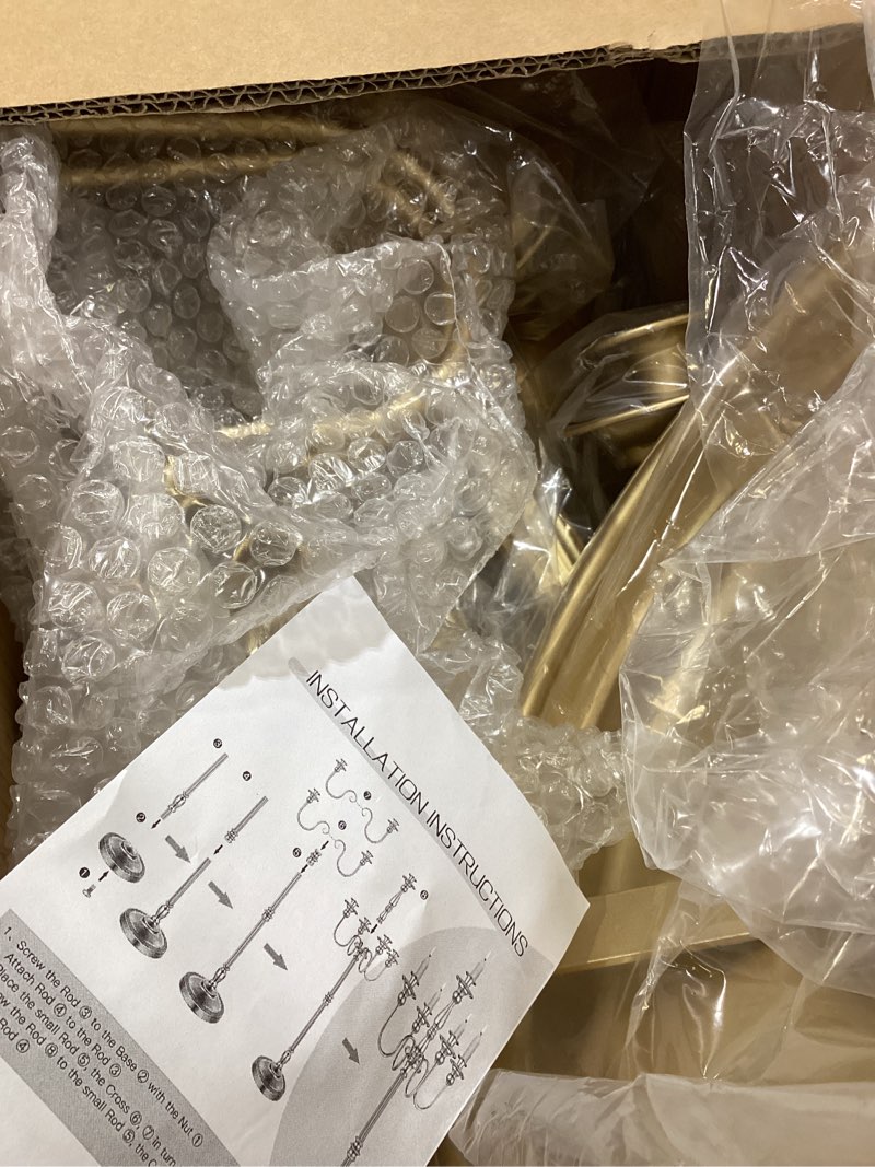 Condition photo showing Good Condition for Gold Candelabra for Wedding Event Decor, 50'' Tall Floor Candle Holders, 2 Pcs Metal 5 Arm Centerpiece Decorations for 5 Candlesticks Party Wedding Aisle Home Decor Gold 50in-2pcs