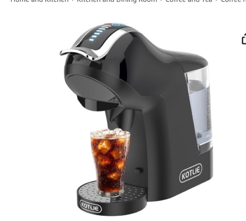kotlie single cup coffee maker, multi-capsule machine compatible with various capsule types, 4 temperature settings, 7 water volume levels, 19 bar (glossy black)