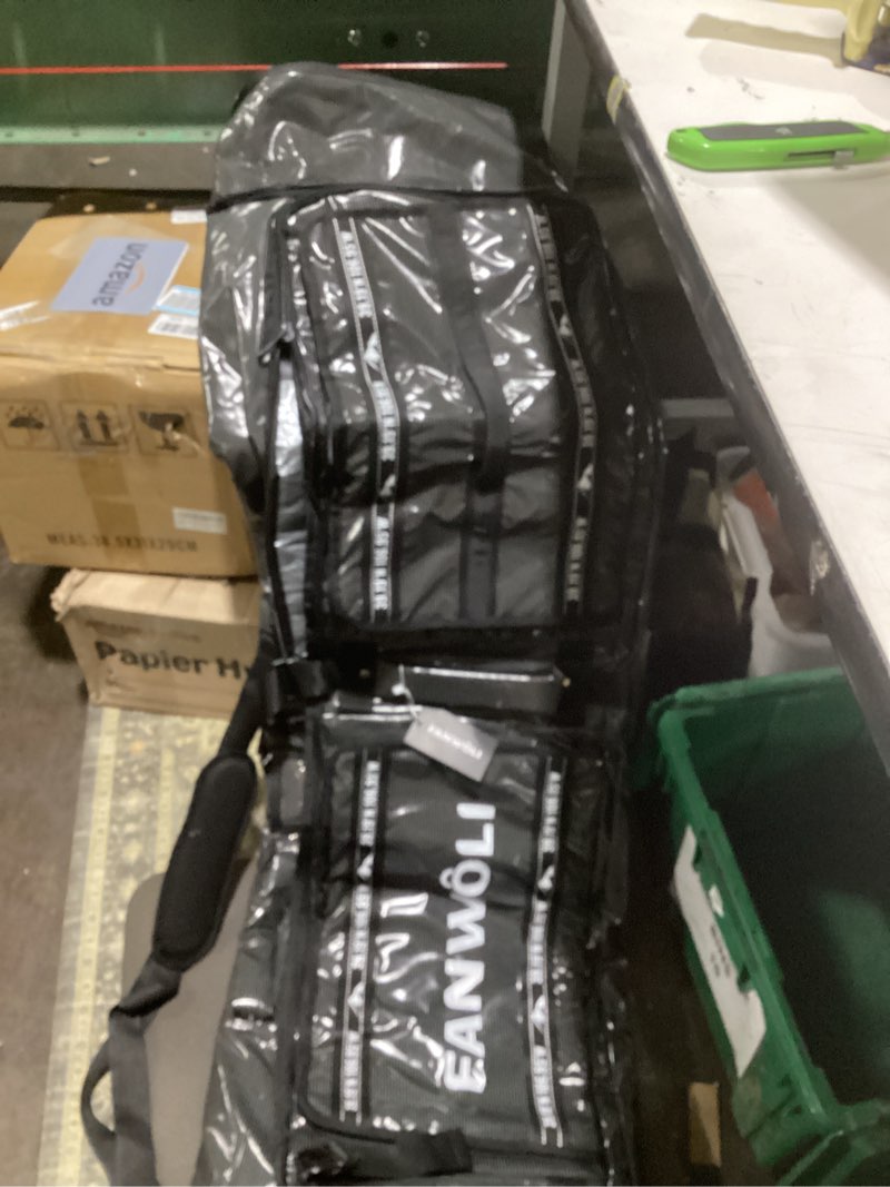 Condition photo showing Good Condition for Fanwoli Snowboard Ski Bag with Wheels | Fully Padded Ski Bags for Air Travel | Fits 155-185cm Skis/Snowboard & US 13 Boots | 900D Waterproof TPU & Removable Shoulder Straps | Expandable & Foldable Black 165cm