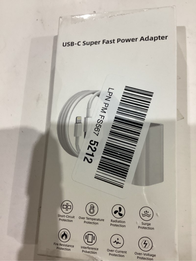 Condition photo showing As Is for iPhone Fast Charger,Apple Charger Super Quick iPhone Charger Fast Charging,2Pack 10FT Long Type-C to Lightning Cable Cord USB C Wall Charger Block Adapter for iPhone 14 13 12 11/13Pro Max/12Mini/XS/XR White 10 FT USB C Lightning Cable