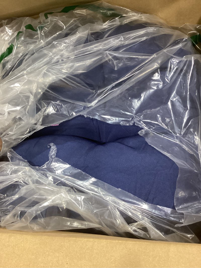 Condition photo showing Good Condition for MTMR Water-Repellent Outdoor Chair Cushions Set of 2, 19”X19” Patio Chair Cushions with High Elasticity PP Cotton, No Fading Tufted Seat Cushions for Outdoor Furniture, Thick and Large Patio Cushions Navy 19"x19"